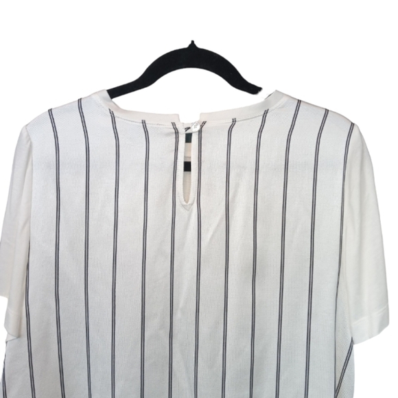 St John Viscose Jersey Mixed Media Short Sleeve Blouse Top White Size Medium - Picture 6 of 10